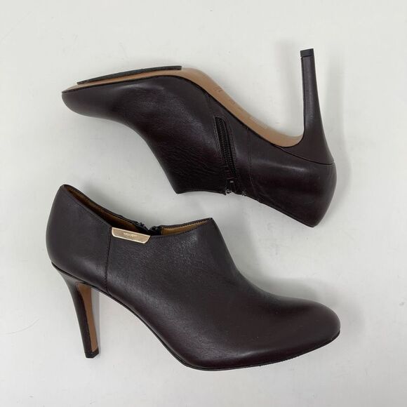 Coach Women's Seneca Heeled Ankle Booties Side Zip Brown Leather Size 7.5 B - Picture 6 of 13